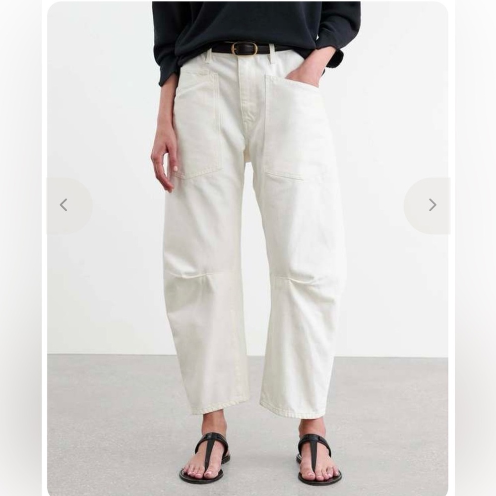 NWT Nili Lotan Cream Shon Jean Barrel Leg 100% cotton USA Made Tribeca, NY